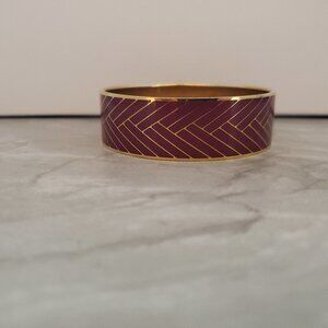 💜 Vintage Y2K 2000's 00s J.Crew Dark Purple Chevron Wide Enamel Bangle Bracelet